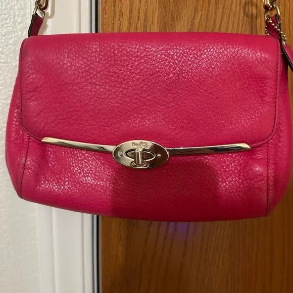 Coach Hot Pink Leather Crossbody with Gold Hardware - Picture 4 of 8